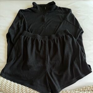 Black Ribbed Lounge Set